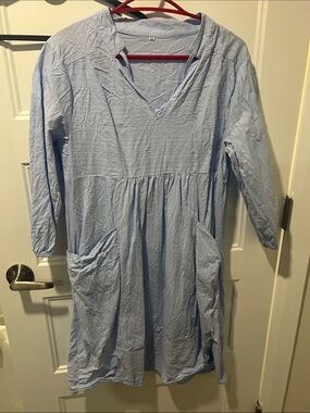 Light Blue Eyelet Pocket Dress